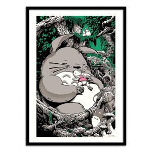 Wall Editions Affiche 50x70 cm et cadre noir - Totoro - Joshua Budich