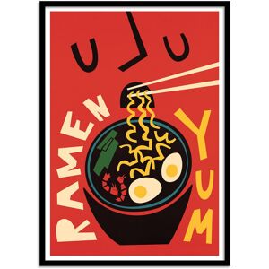 Wall Editions Affiche 50x70 cm et cadre noir - Yum Ramen - Fox and Velvet