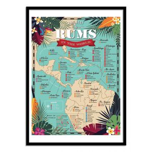 Wall Editions Affiche 50x70 cm et cadre noir - Best rums in the world - Frog Poster
