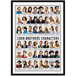 Wall Editions Affiche 50x70 cm et cadre noir - Coen brothers characters - Olivier B