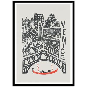 Wall Editions Affiche 50x70 cm et cadre noir - Venise - Fox and Velvet