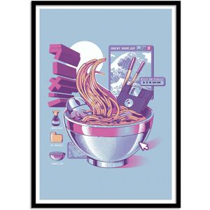 Wall Editions Affiche 50x70 cm et cadre noir - Web Ramen - Ilustrata