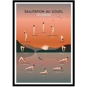 Wall Editions Affiche 50x70 cm et cadre noir - Yoga Salutation au soleil - Frog Pos - Publicité