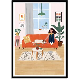 Wall Editions Affiche 50x70 cm et cadre noir - Couch Potato - Maja Tomljanovic