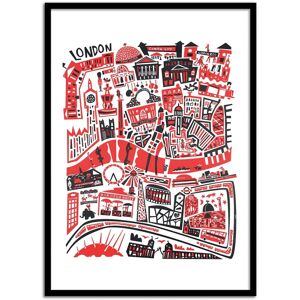 Wall Editions Affiche 50x70 cm et cadre noir - London Map - Fox and Velvet