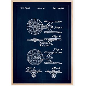 Bildverkstad Dessin de brevet - Star Trek - USS Enterprise - Bleu Poster (50x70 cm)