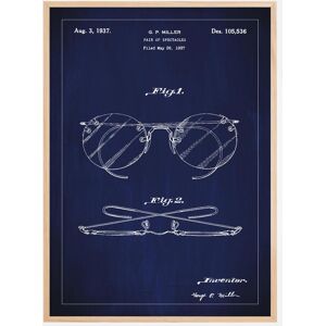 Bildverkstad Dessin de brevet - Lunettes A - Bleu Poster (40x50 cm)