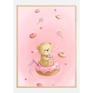 Bildverkstad Teddy Bear and Donut cake Poster (21x29.7 cm (A4))