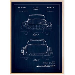 Bildverkstad Dessin de brevet - Cadillac II - Bleu Poster (40x50 cm)