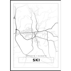 Bildverkstad Map - Ski - White (50x70 cm)