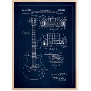 Bildverkstad Dessin de brevet - Guitare electrique I - Bleu Poster (30x40 cm)