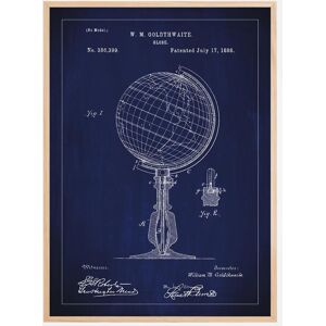 Bildverkstad Dessin de brevet - Globe terrestre - Bleu Poster (70x100 cm)