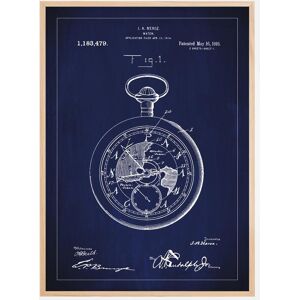 Bildverkstad Dessin de brevet - Montre de poche - Bleu Poster (21x29,7 cm (A4))