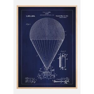 Bildverkstad Dessin de brevet - Ballon dirigeable - Bleu Poster (30x40 cm)