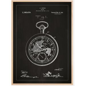 Bildverkstad Dessin de brevet - Montre de poche - Noir Poster (50x70 cm)