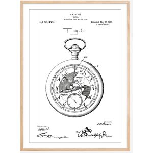 Bildverkstad Dessin de brevet - Montre de poche - Blanc Poster (70x100 cm)