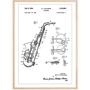 Bildverkstad Patent Print - Saxophone - White Poster (70x100 cm)