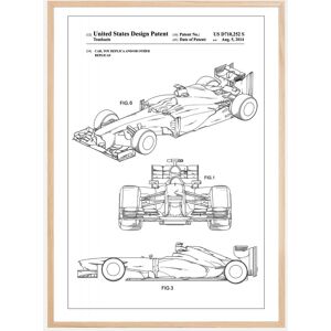 Bildverkstad Patent Print - Formula 1 Racing Car - White Poster (21x29,7 cm (A4))