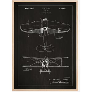 Bildverkstad Dessin de brevet - Avion - Noir Poster (50x70 cm)