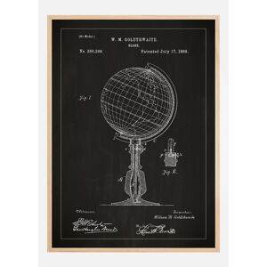 Bildverkstad Dessin de brevet - Globe terrestre - Noir Poster (70x100 cm)
