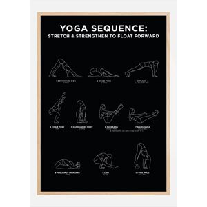 Bildverkstad Yoga Sequence - Stretch & Strengthen To Float Forward - Black Poster (70x100 cm)