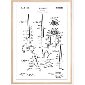 Bildverkstad Dessin de brevet - Ciseau - Blanc Poster (40x50 cm)