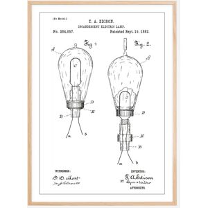 Bildverkstad Dessin de brevet - Ampoule a incandescence A - Blanc Poster (40x50 cm)