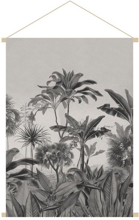 Miliboo Kakémono tableau en toile suspendue forêt tropicale noir et blanc L40 x H60 cm BORNEO