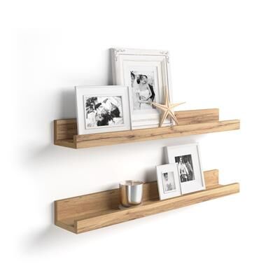 Mobili Fiver Paire d'étagères porte cadre, First, 80 cm, Bois Rustique