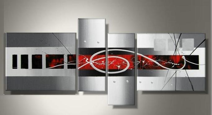 EVA JEKINS Tableaux moderne Gris Metal Rouge