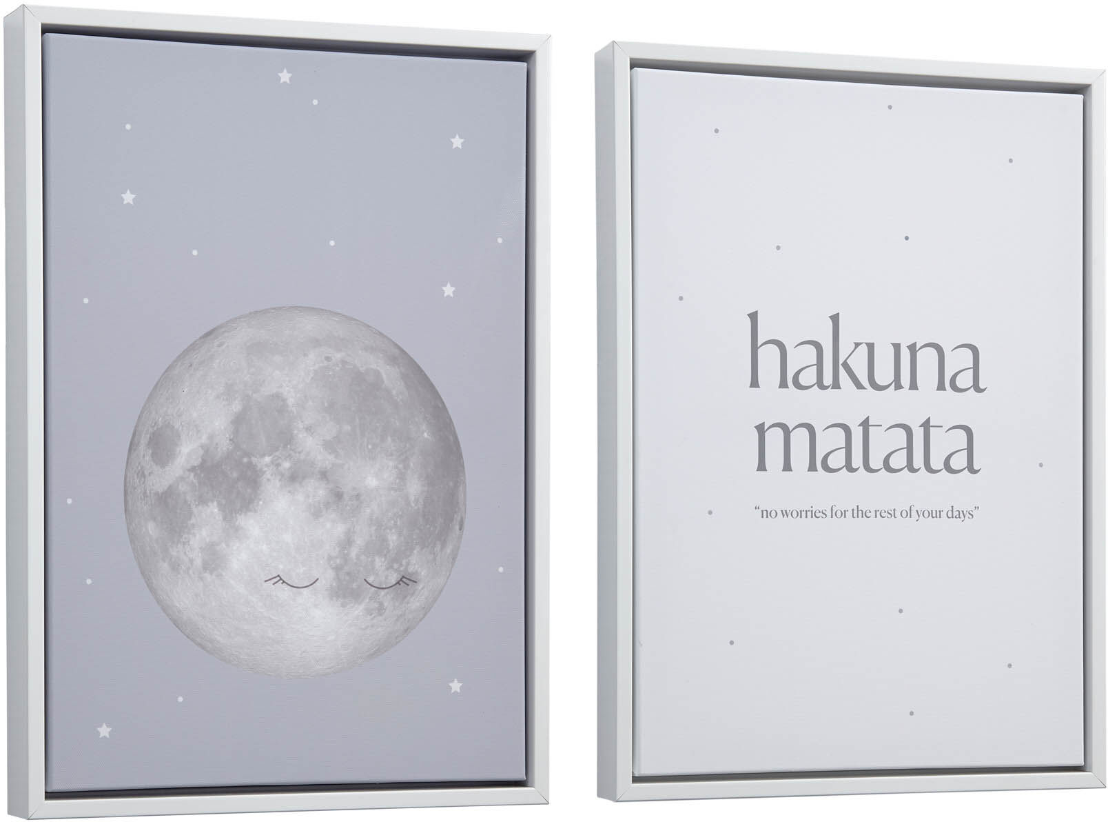 Kave Home Set of 2 Ludmila grey moon pictures in white wood frame