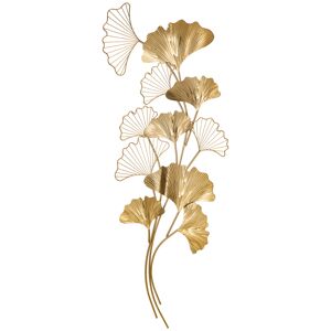 Homcom Decorazione Murale 3D in Metallo, Wall Art Dorata con Foglie di Ginkgo 138x70cm