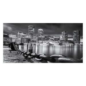 Inspire Stampa su tela New York skyline by night b&w 140x70 cm