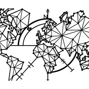 HOMEMANIA Decorazione Da Parete World Map Series in Metallo, Nero,