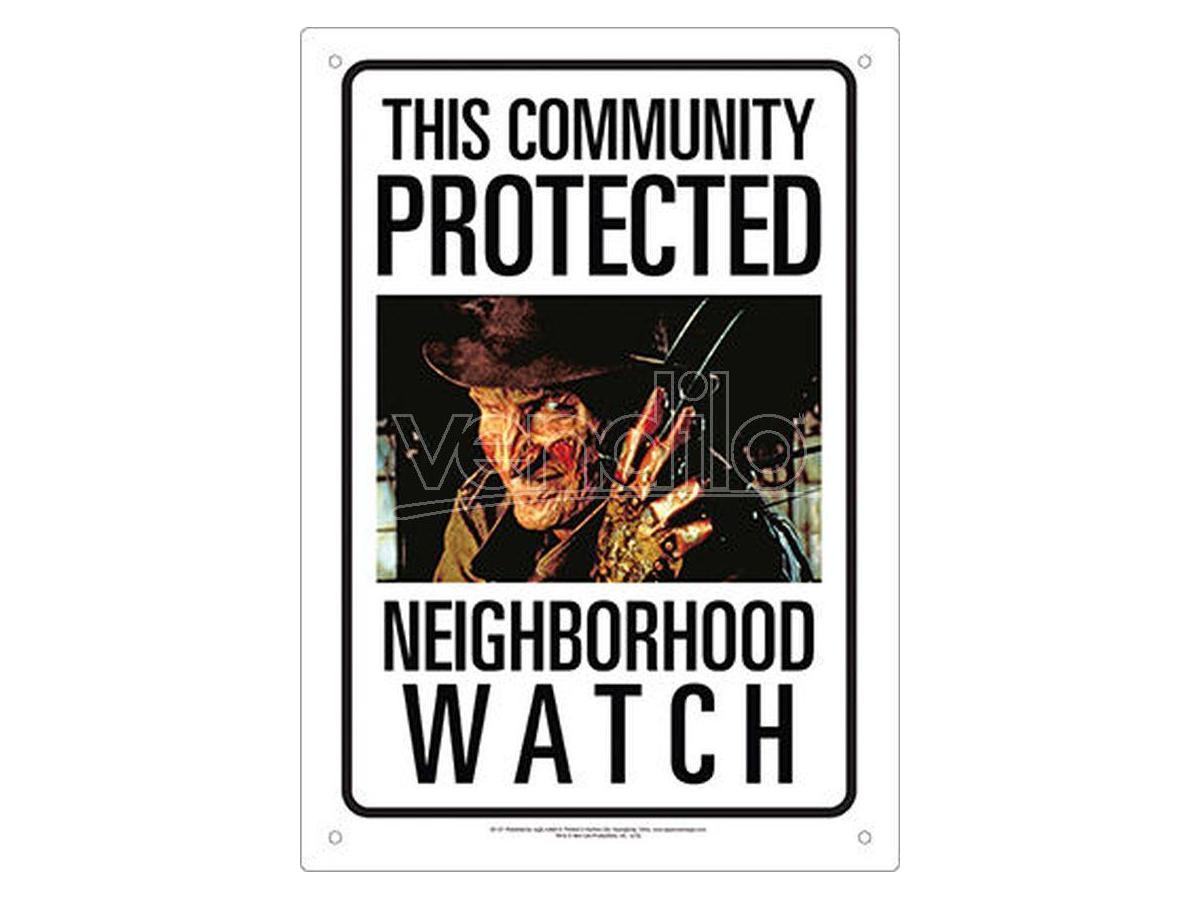 AQUARIUS ENT Freddy Neighborhood Watch Tin Sign Insegna