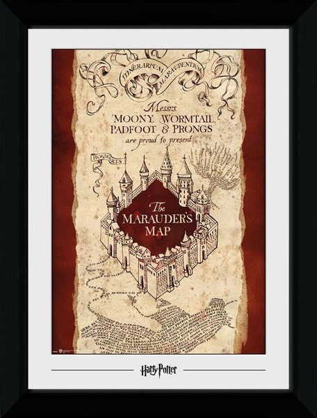 Stampa In Cornice 50x70 Cm Harry Potter. Marauders Map 30Mm Black