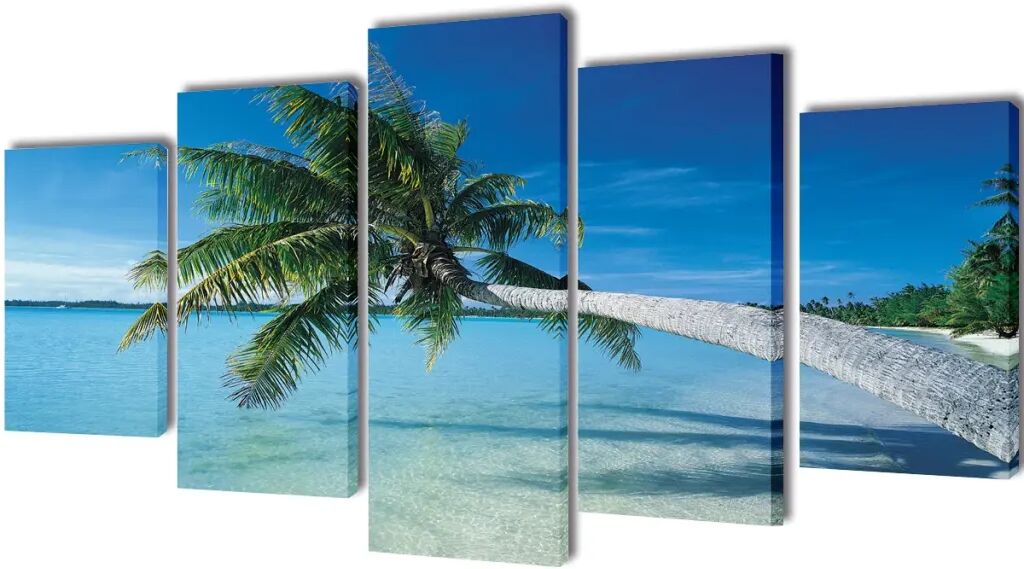 vidaXL Canvasdoeken zandstrand met palmboom 200 x 100 cm