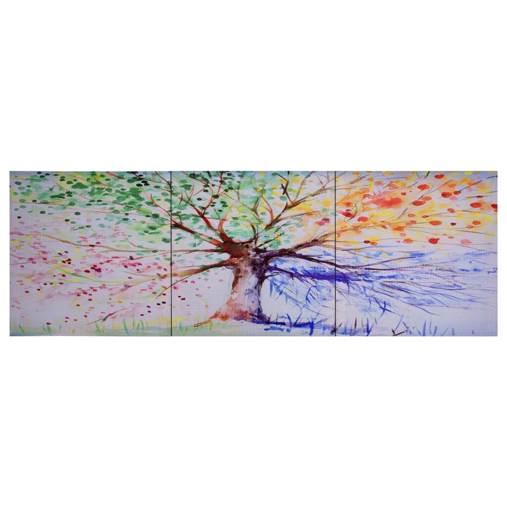 vidaXL Wandprintset regenboom 120x40 cm canvas meerkleurig