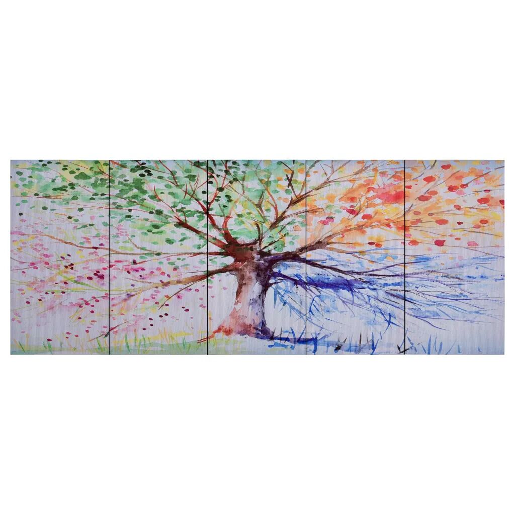 vidaXL Wandprintset regenboom 150x60 cm canvas meerkleurig