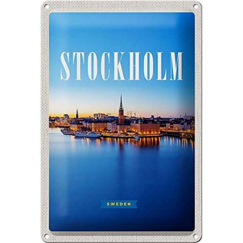 Femer Metalen bord reis 20x30 cm Stockholm Zweden zee stedentrip bord tin Sign