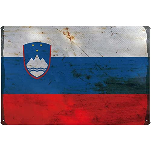 vianmo Metalen bord wandbord metalen bord 18x12 cm Slovenië vlag Slovenia roest