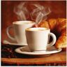 Artland Print op glas Stomende cappuccino en croissant bruin 30 cm x 30 cm