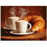 Artland Print op glas Stomende cappuccino en croissant bruin 80 cm x 60 cm