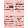 Artland Poster Waar de liefde woont Poster, artprint, wandposter (4 stuks) roze