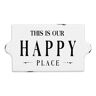 Creative Verontruste metalen sentimentele wandbord, This is Our Happy Place", wit/zwart