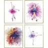 Linilioart Vrouw dansen decor set van 4 elegante dansende canvas kunst foto's dansend meisje muurkunst voor balletliefhebber (40 x 60 cm zonder lijst)