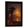 kunst für alle Ingelijste afbeelding van Ivan Konstantinovich Aivazovsky maannacht in de Golf van Napels: De Vesuv, kunstdruk in hoogwaardige handgemaakte fotolijst, 30 x 40 cm, mat zwart