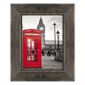 ConKrea Afbeelding op canvas, ingelijst, klaar om op te hangen, Londen, stad Londen, telefooncabine, Big Ben, Londen, Engeland, UK, 30 x 40 cm, landelijke stijl, zwart, shabby code 007