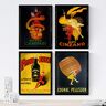 Nacnic poster vintage. Oude posters met advertenties. Vier vintage alcoholposters. Campari, Cinzano, Cognac. A3-formaat