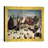 kunst für alle Ingelijste afbeelding van Pieter Brueghel van de Oudere "Detail boven rechts: De volkstelling tot Bethlehem", kunstdruk in hoogwaardige handgemaakte fotolijst, 40x30 cm, Gold Raya